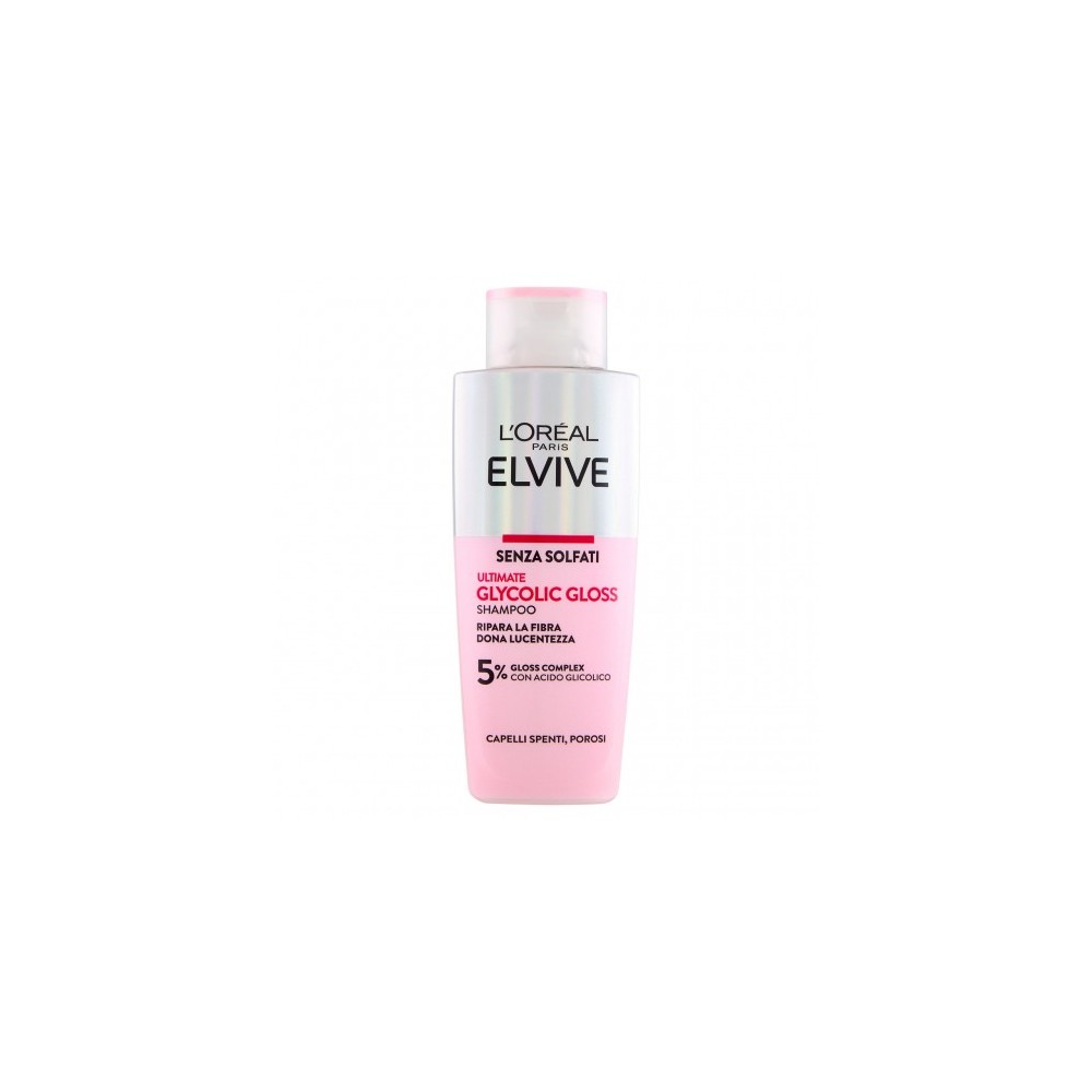 L'Oreal Paris Elvive Ultimate Glycolic Gloss - Shampoo senza solfati per capelli spenti e porosi 200 ml 