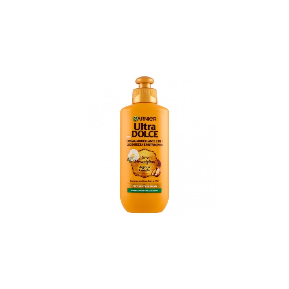 Garnier Ultra Dolce Gli Oli Meravigliosi Argan e Cameli - Crema Modellante 2 In 1 Lucentezza e Nutrimento 200 ml 