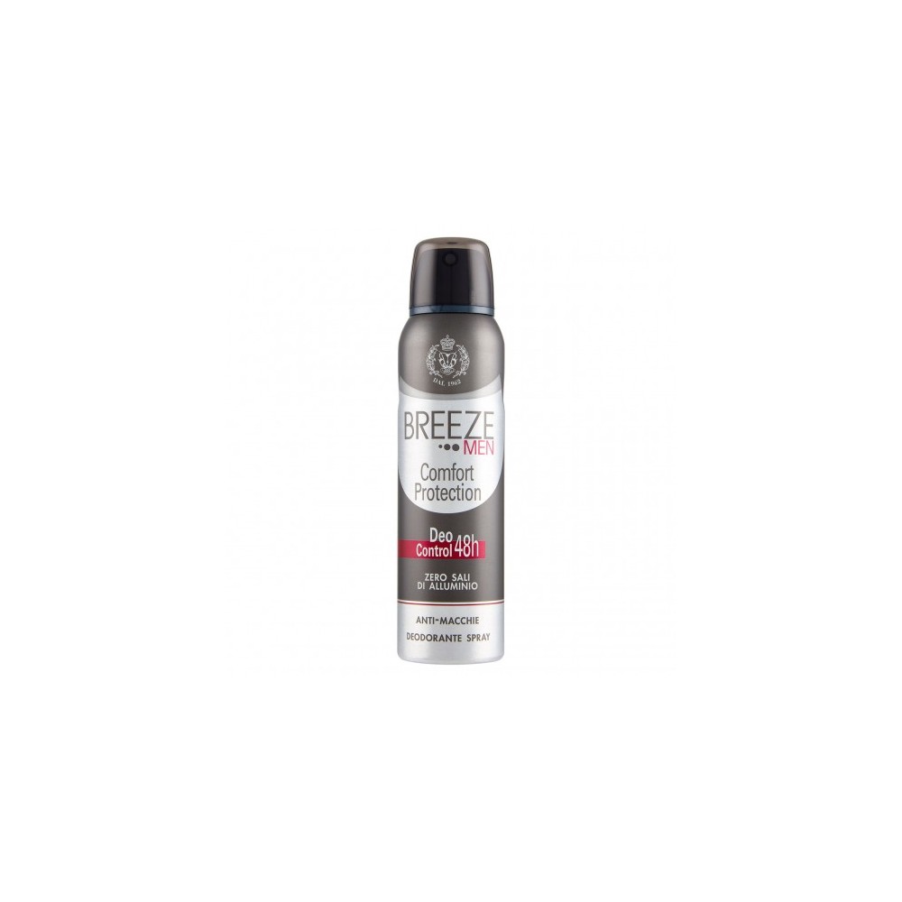 Breeze Men Comfort Protection Deo Control 48h - Deodorante Spray con 0 Sali di Alluminio Anti-Macchie 150 ml 