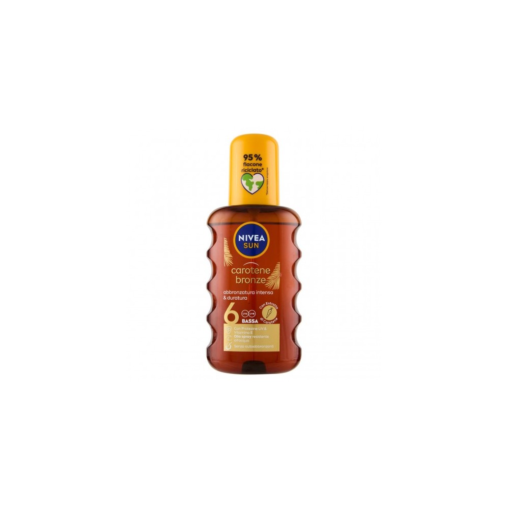 Nivea Carotene Bronze Spf6 - Olio Solare Spray per Abbronzatura Dorata e Naturale 200 ml 