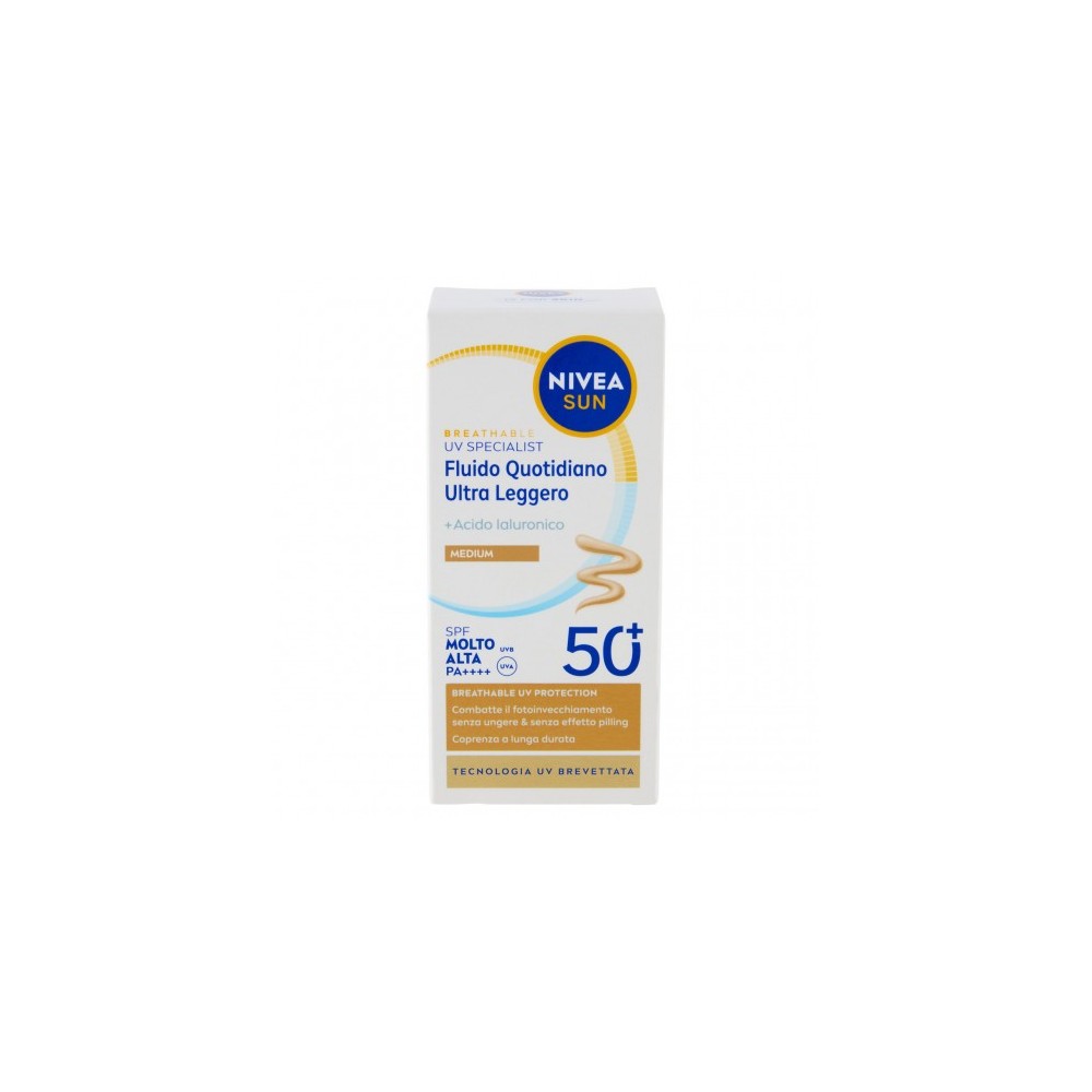 Nivea Sun Breathable Uv Specilist Spf50+ Fluido Quotidiano Ultra Leggero 40 ml 