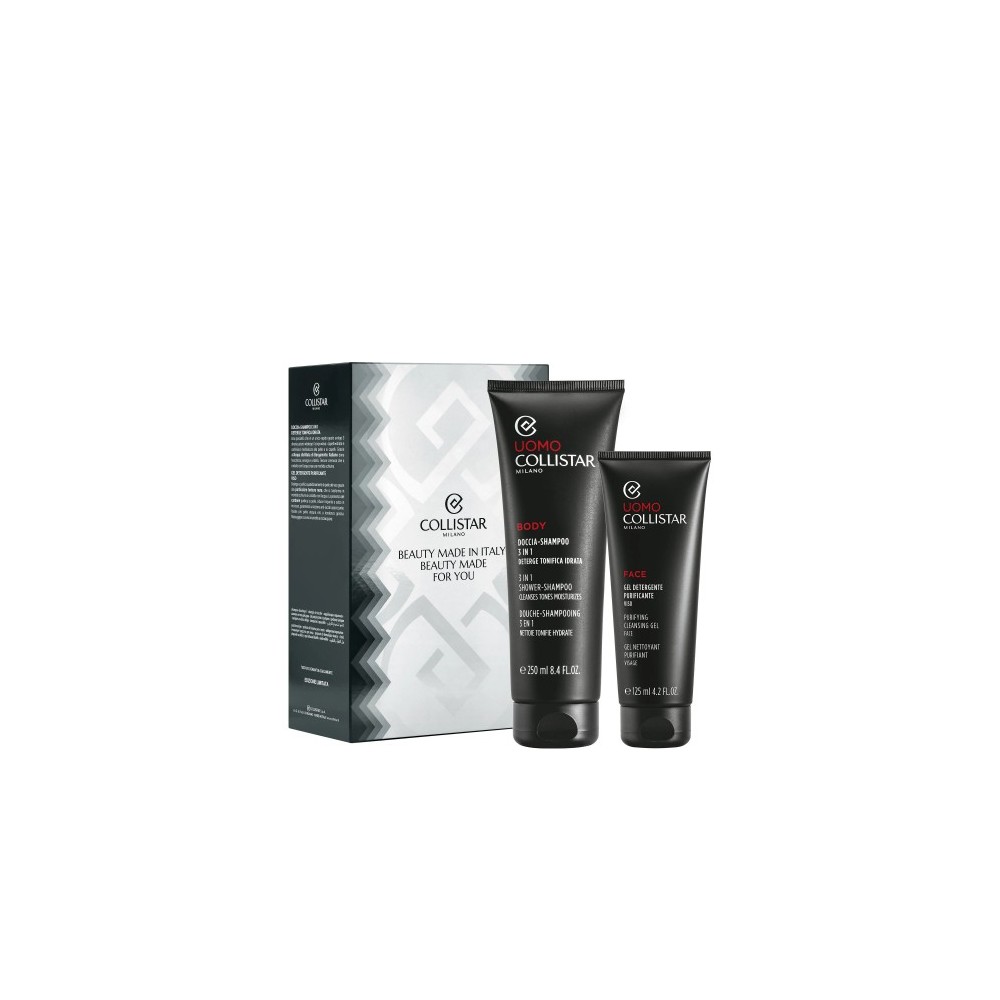 Collistar Uomo Body Doccia-Shampoo 3In1 250 Ml + Face Gel Detergente Purificante Viso 125 Ml 