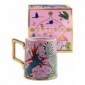 Ortigia Tazza Jungle Rosa - Tazza in ceramica pregiata decorata a mano