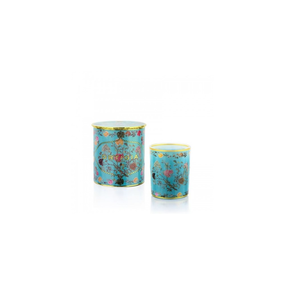 Ortigia Florio - Candela Decorata con Cera Celeste e Essenze di Fiori Siciliani 150 Gr 