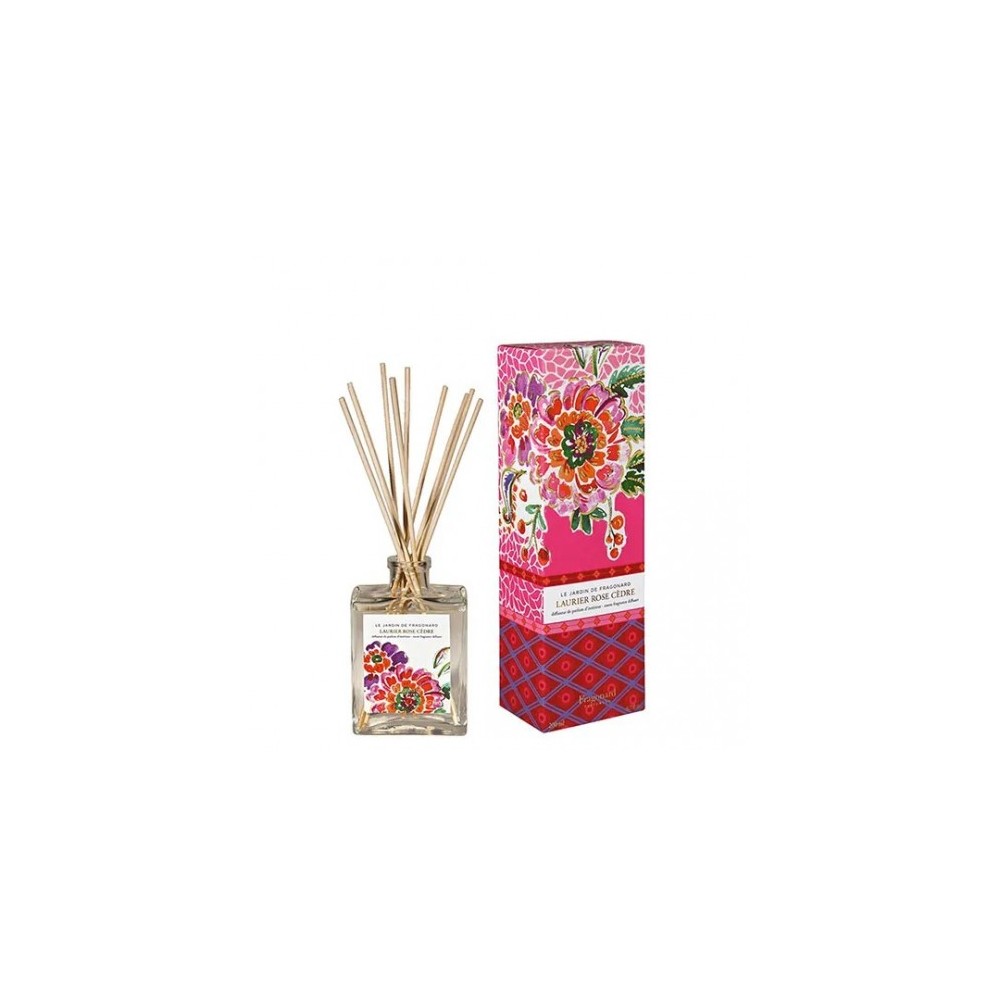 Fragonard Laurier Rose Cèdre - Diffusore Per Ambienti 200 Ml + Bastoncini 
