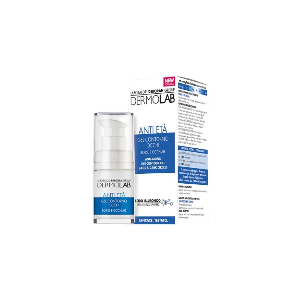 Dermolab Gel Contorno Occhi Anti Età Idratante Illuminante per Borse e Occhiaie 15 ml 