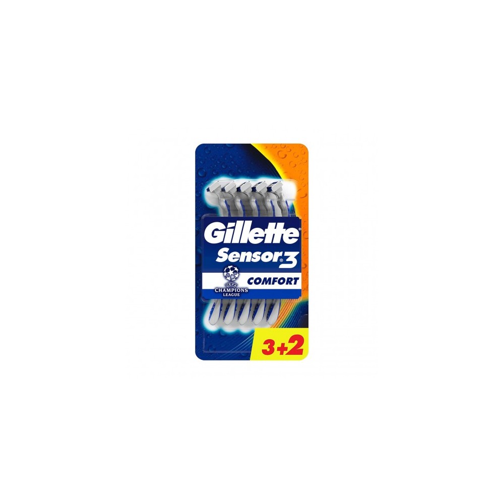 Gillette Sensor3+ Comfort - Rasoio per Uomo a 3 Lame, 1 Manico + 5 Lamette 