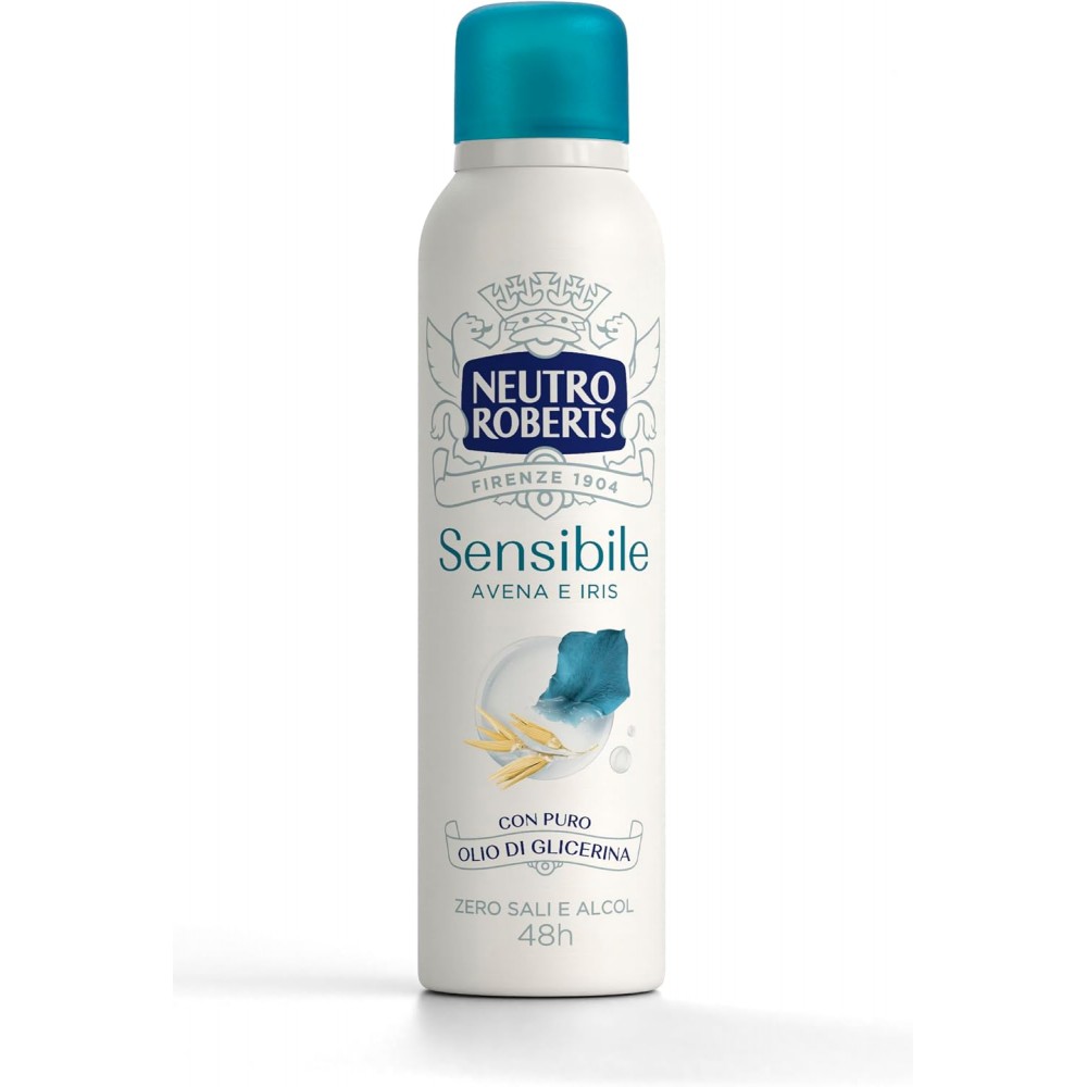 Neutro Roberts Avena e Iris - Deodorante Spray Sensibile Senza Alcol 150 Ml 