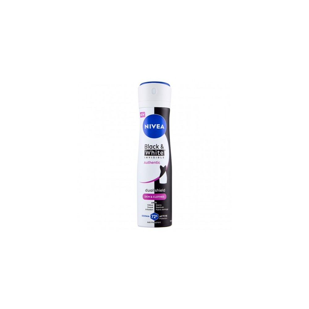 Nivea Black & White Invisible Authentic 72H - Deodorante Antitraspirante Spray 150 Ml 