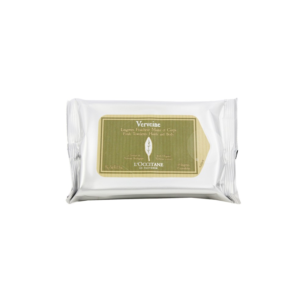 L'Occitane Verveine Lingettes Fraicheur Mains et Corps 
