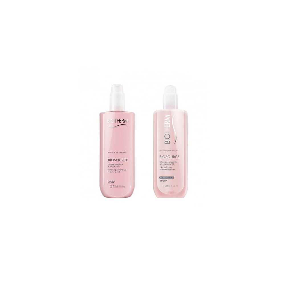 Biotherm Biosource Kit Pelle Secca Lait Demaquillant + Lotion Adoucissante 2X400ML 