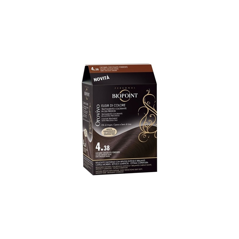 Biopoint Kit Orovivo Elisir di Colore - 4.38 Castano Cioccolato Fondente 