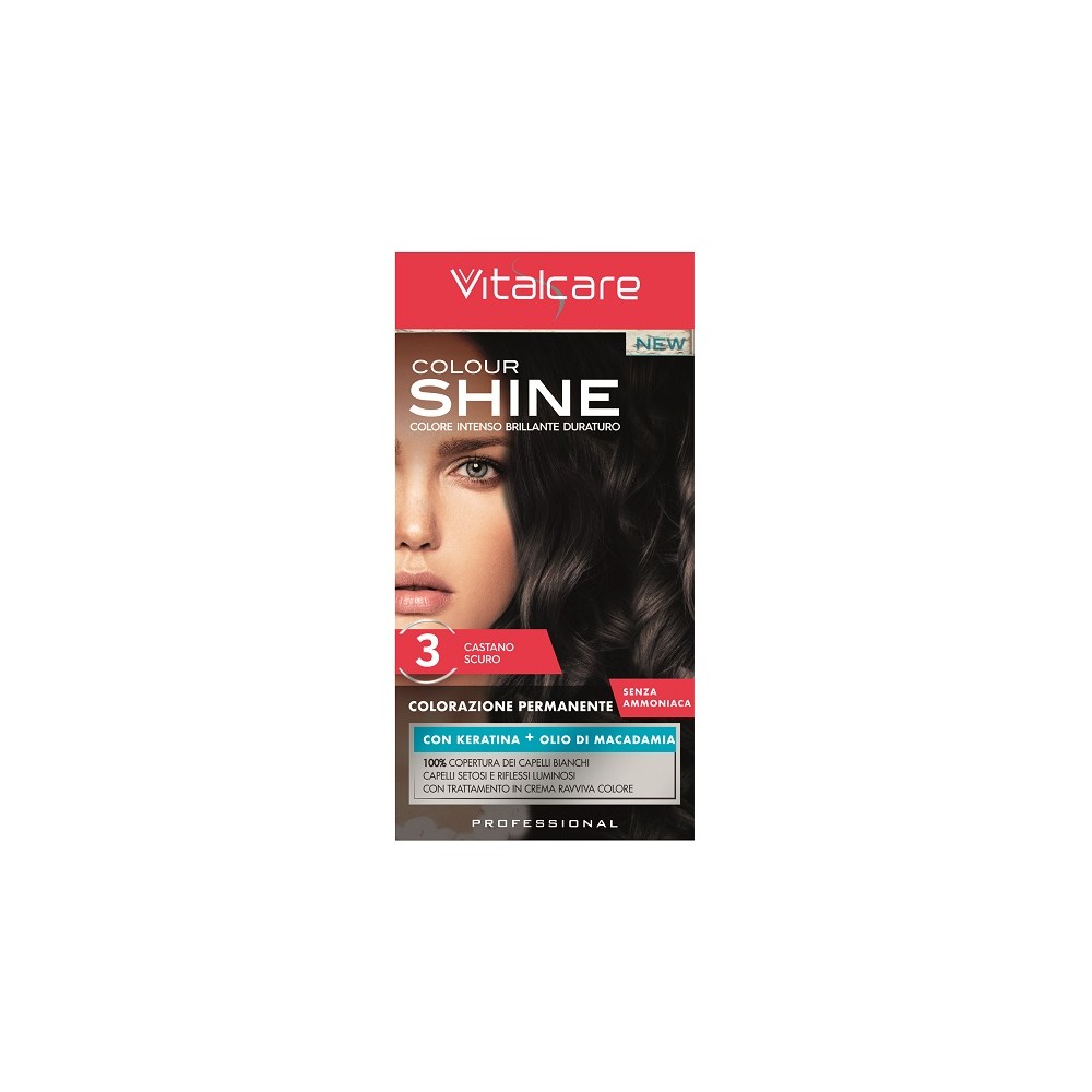 Vitalcare Colour Shine Colorazione Permanente Senza Ammoniaca 3 Castano Scuro 