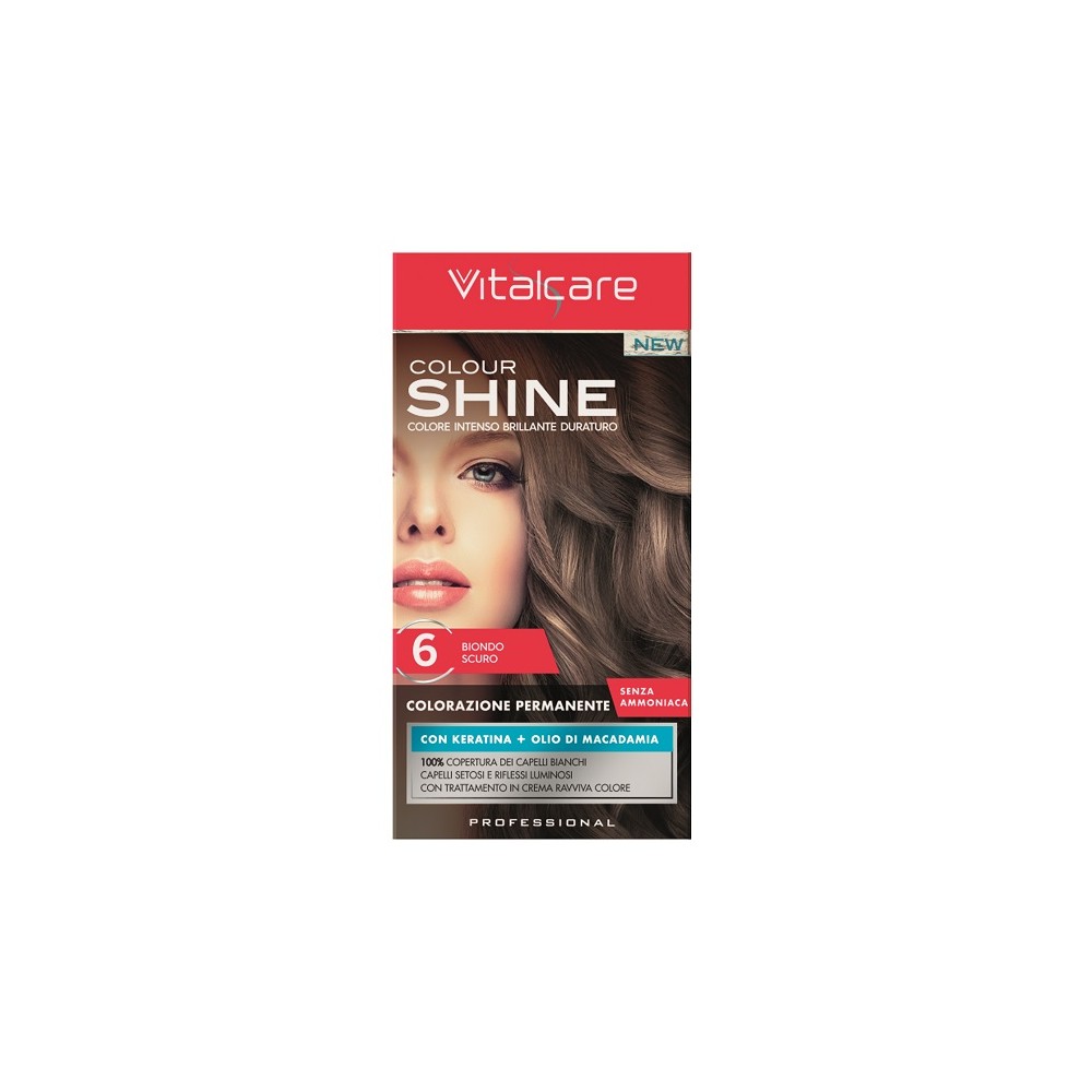 Vitalcare Colour Shine Colorazione Permanente Senza Ammoniaca 6 Biondo Scuro 