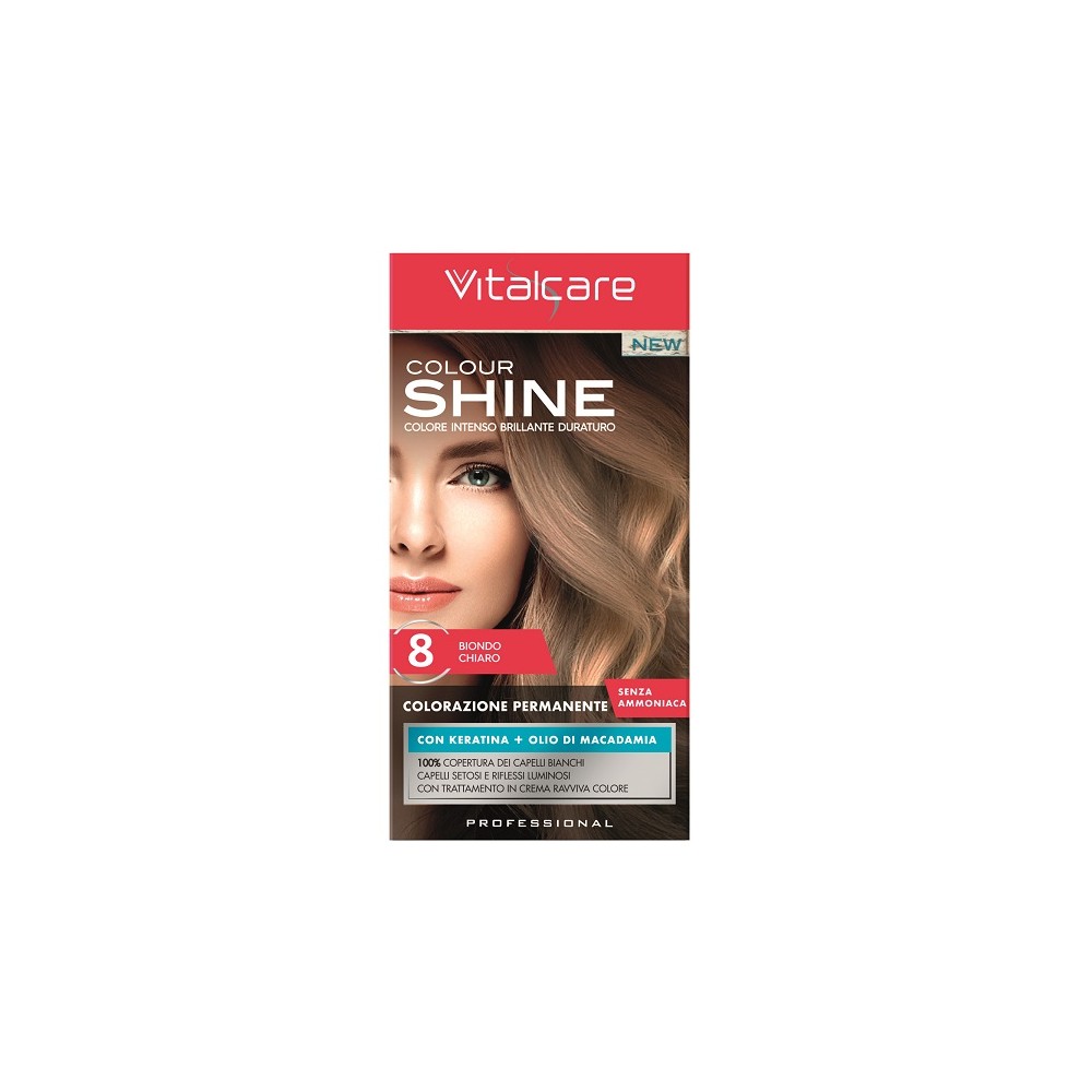 Vitalcare Colour Shine Colorazione Permanente Senza Ammoniaca 8 Biondo Chiaro 