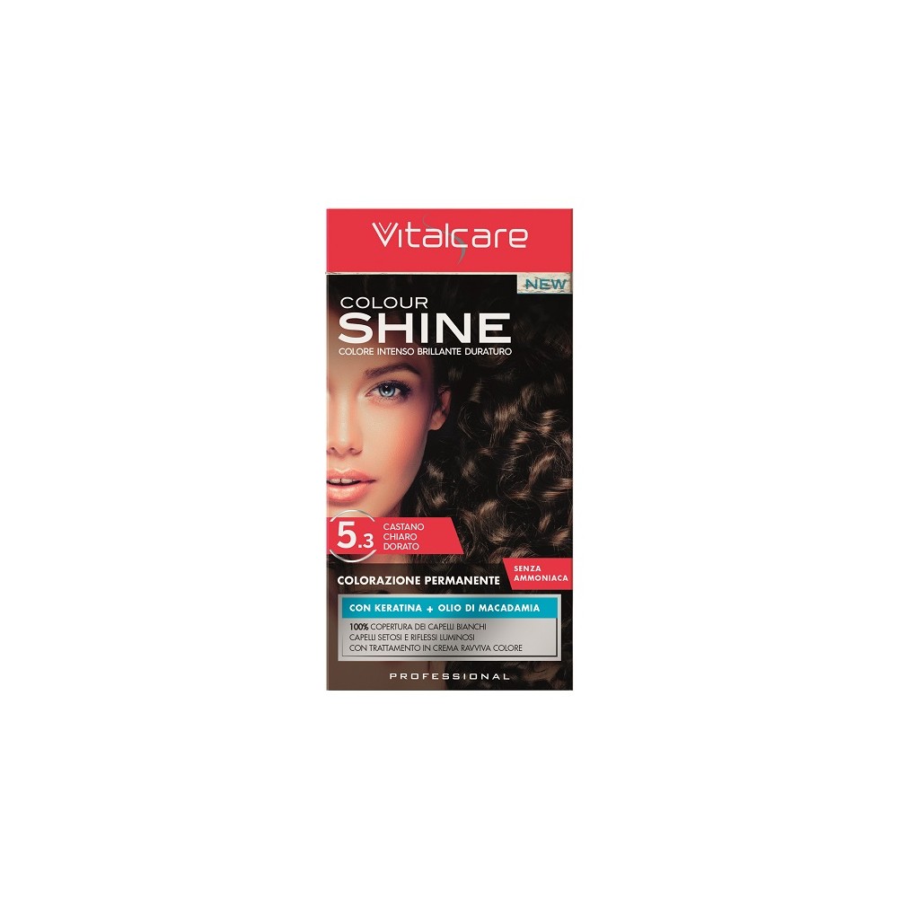 Vitalcare Colour Shine Colorazione Permanente Senza Ammoniaca 5.3 Castano Chiaro Dorato 