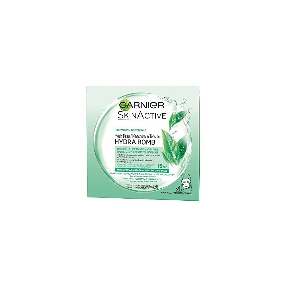 Garnier SkinActive Hydra Bomb Maschera In Tessuto Super Idratante Opacizzante - Tè Verde 