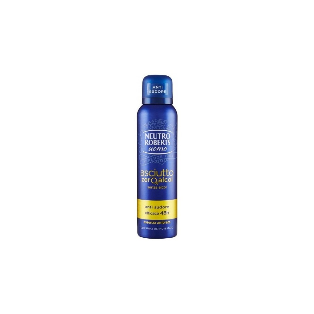 Neutro Roberts Deodorante Spray Uomo Zero Alcol Essenza Ambrata 150 ml 