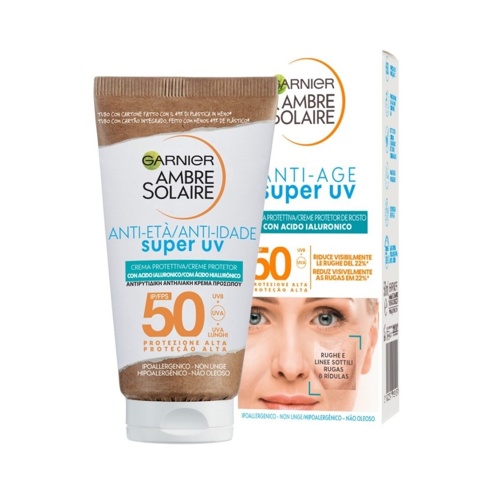Garnier Ambre Solaire Super UV SPF 50 Protezione Solare Viso Anti-Age 50 ml 