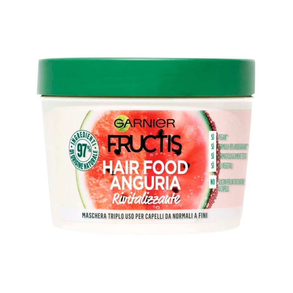 Garnier Fructis Hair Food Anguria Rivitalizzante - Maschera 3 in 1 Per Capelli Da Normali a Fini 390 ml 