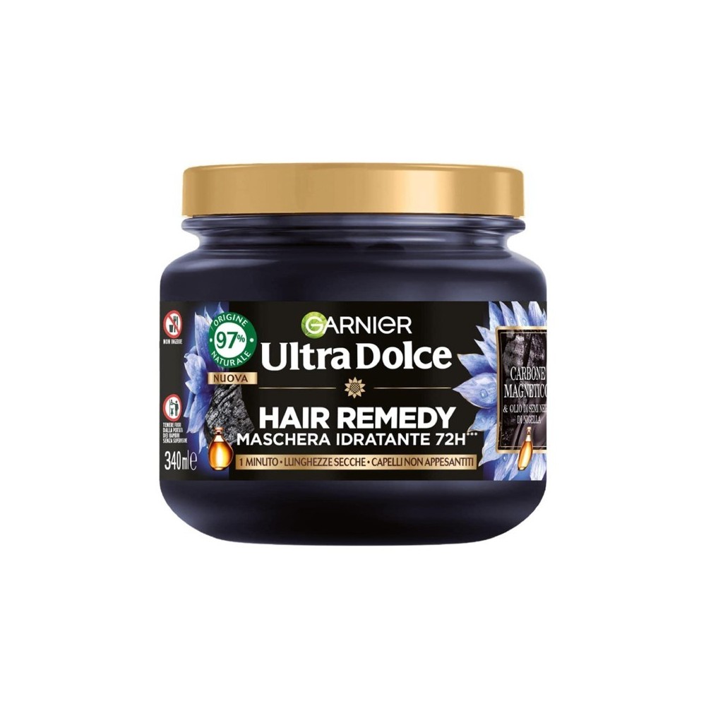 Garnier Ultra Dolce Hair Remedy Maschera Idratante 72H Carbone Magnetico 340 ml 