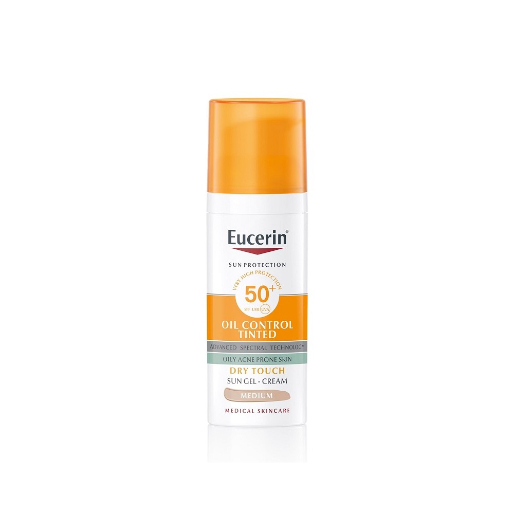 Eucerin Sun Gel-Cream Oil Control Tinted SPF50+ Medium Crema Solare Viso Colorata Per Pelle Grassa 50 ml 