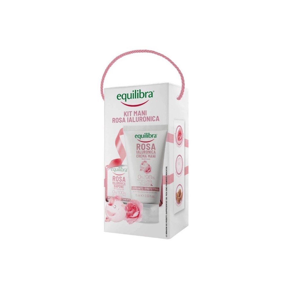 Equilibra Kit Mani Rosa Ialuronica Sapone Vegetale + Crema Mani Levigante 