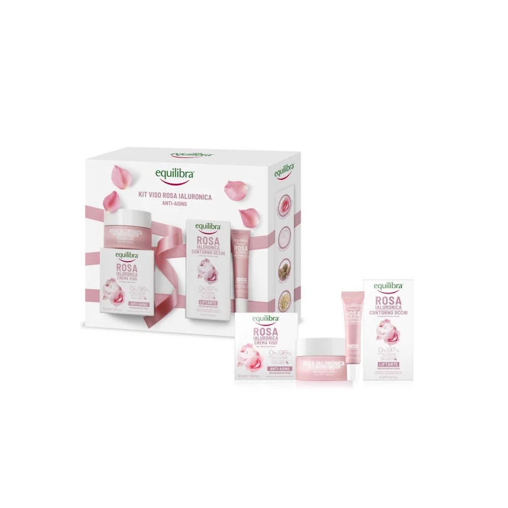 Equilibra Equilibra Kit Viso Rosa Ialuronica Anti-Aging Contorno Occhi Liftante + Crema Viso Anti-Aging 