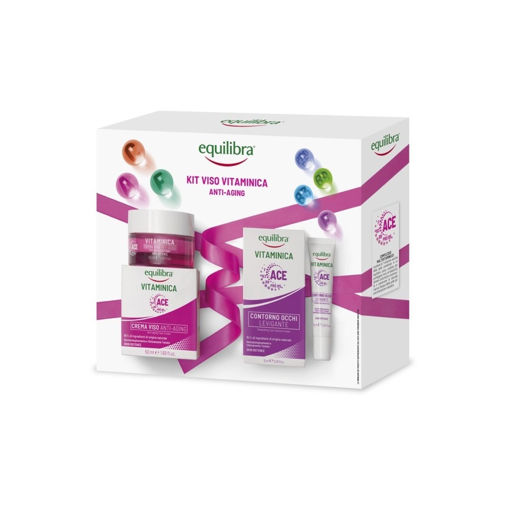Equilibra Kit Viso Vitaminica Crema Viso Anti-Aging + Contorno Occhi Levigante 