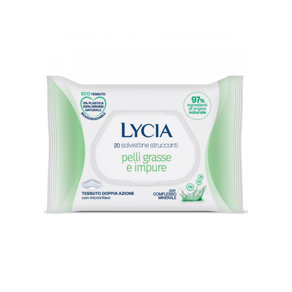 Lycia 20 Salviettine Struccanti Per Pelli Grasse E Impure 