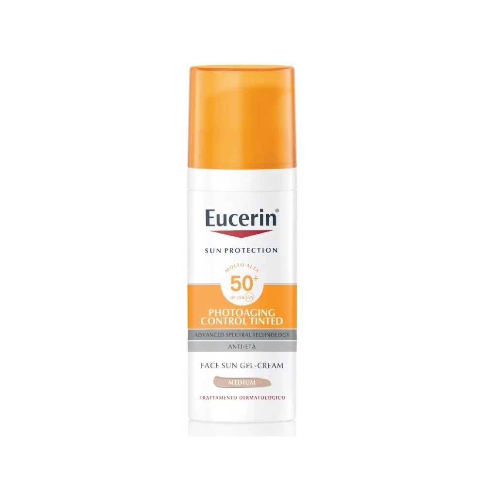Eucerin Photoaging Control Tinted Sun Gel-Cream SPF50+ Medium - Crema Solare Viso Colorata Anti-Age 50 ml 