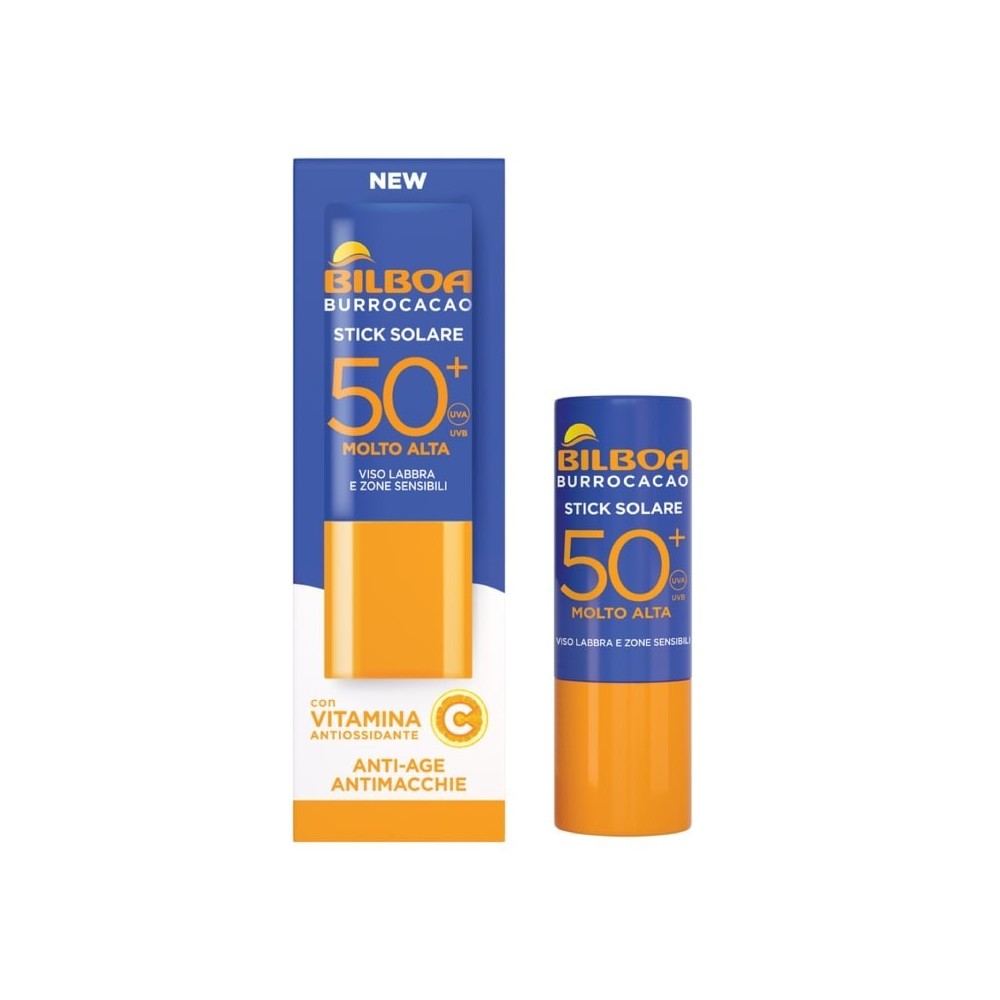 Bilboa Burrocacao Stick Solare SPF50+ Con Vitamina C Viso Labbra E Zone Sensibili 12 ml 
