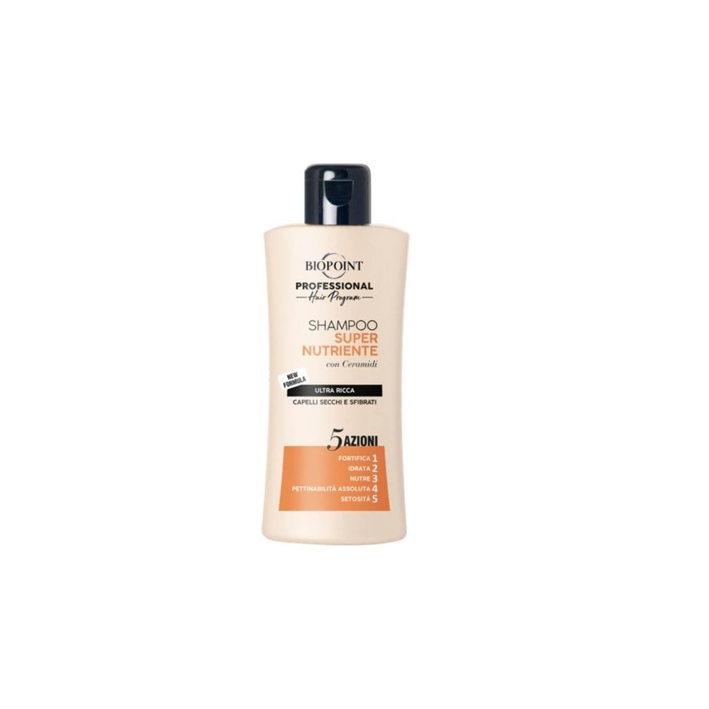 Biopoint Shampoo Super Nutriente Con Ceramidi Per Capelli Secchi e Sfibrati 100 ml 