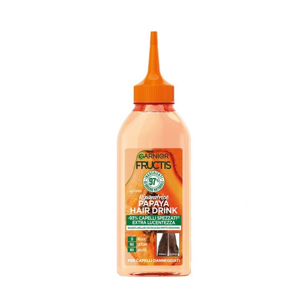 Garnier Fructis Hair Drink Papaya Balsamo Lamellare Per Capelli Danneggiati 200 ml 