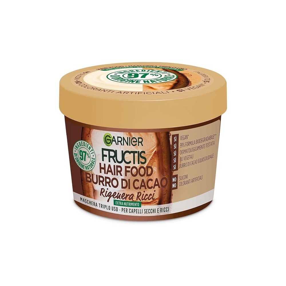 Garnier Fructis Hair Food Burro Di Cacao Rigenera Ricci Maschera Triplo Uso 390 ml 