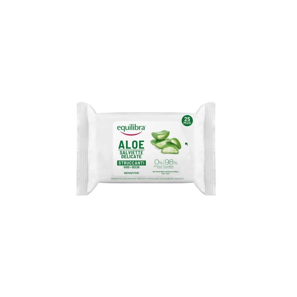 Equilibra Aloe Salviette Delicate Struccanti Viso-Occhi 25 pz 