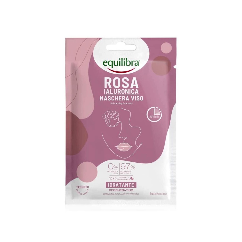 Equilibra Rosa Ialuronica Maschera Viso Idratante In Tessuto 