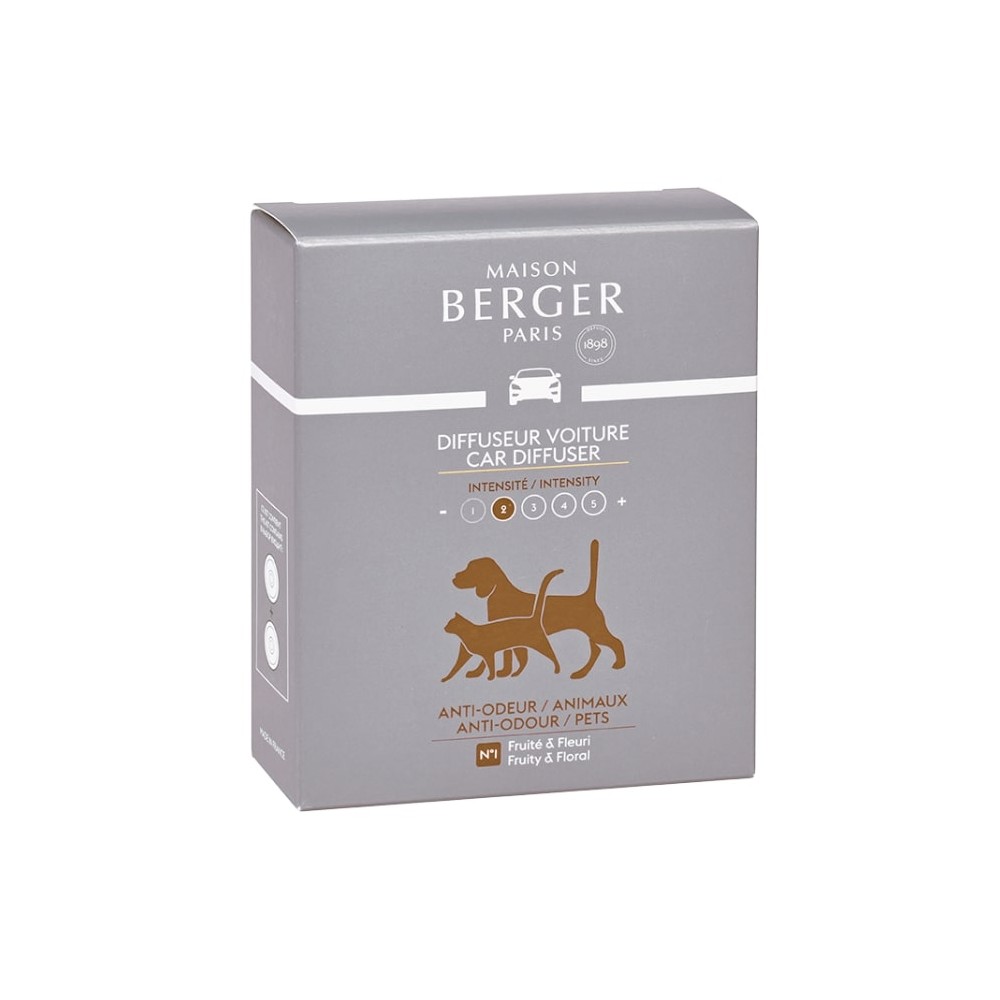 Maison Berger Paris Anti-Odore Per Animali Fruttato E Floreale 2 Ricariche Per Diffusore Auto 