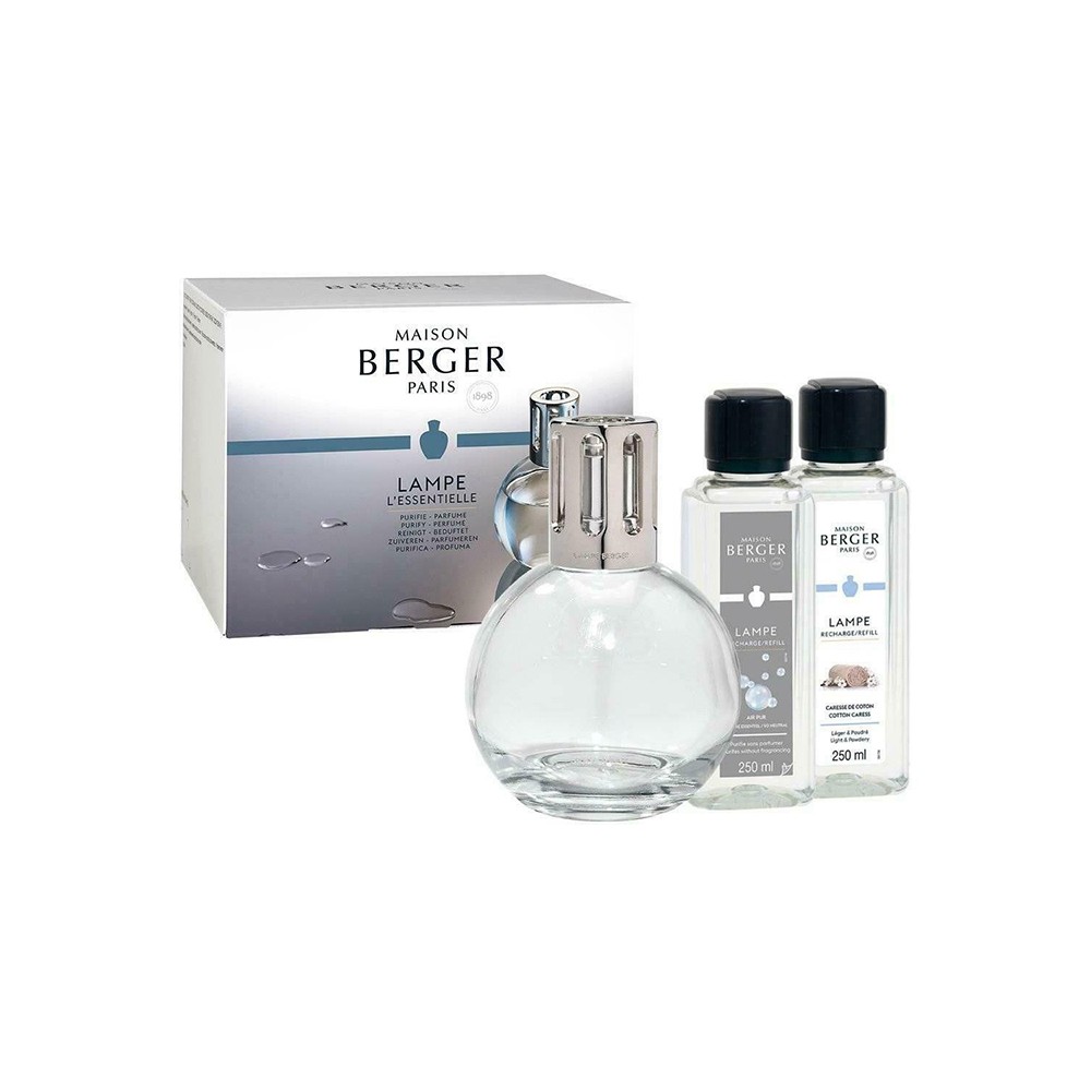 Maison Berger Paris Cofanetto Essentielles Lamp Ronde + Neutre Essentiel 250 ML + Caresse De Coton 250 ML 