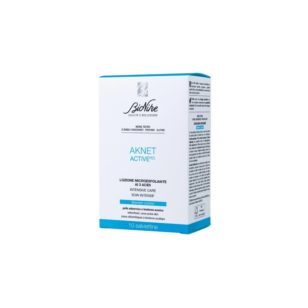 Bionike Aknet Activepeel Salviettine Viso Microesfolianti 10 pz 