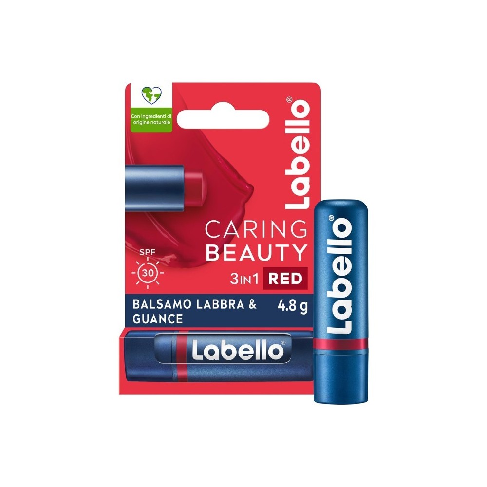 Labello Caring Beauty Balsamo Labbra & Guance SPF30 - Red 