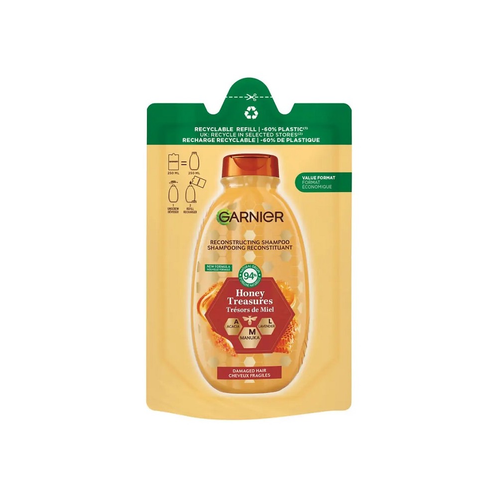 Garnier Ultra Dolce Shampoo Ricostituente Tesori di Miele Ricarica 250 ml 