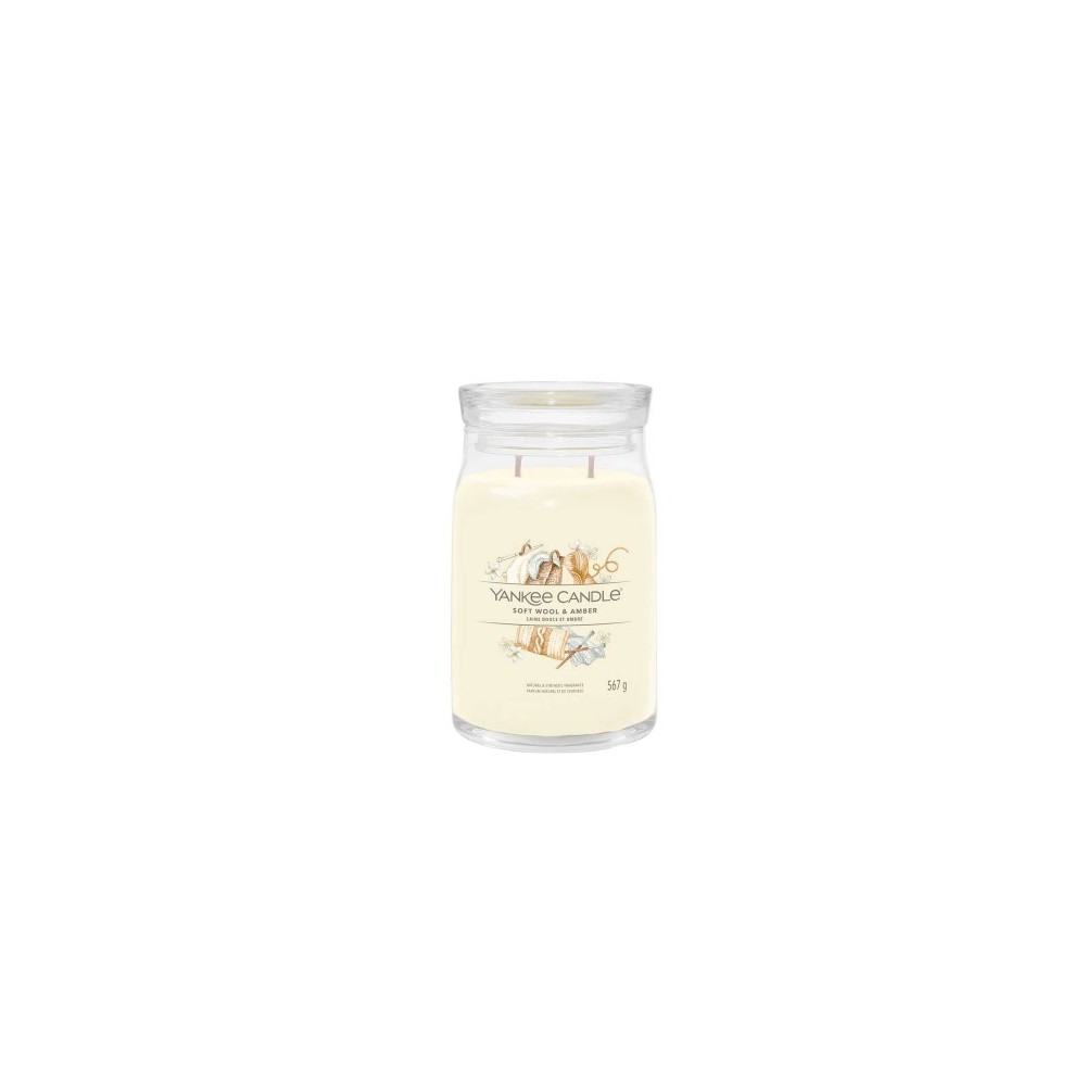 Yankee Candle Soft Wool & Amber Candela Signature Jar Profumata Grande 