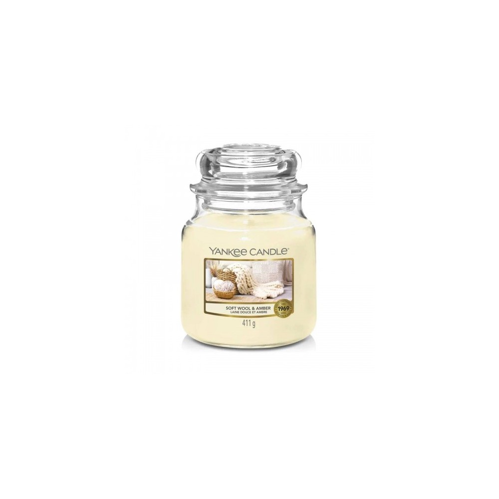 Yankee Candle Soft Wool & Amber Candela Jar Profumata Media 