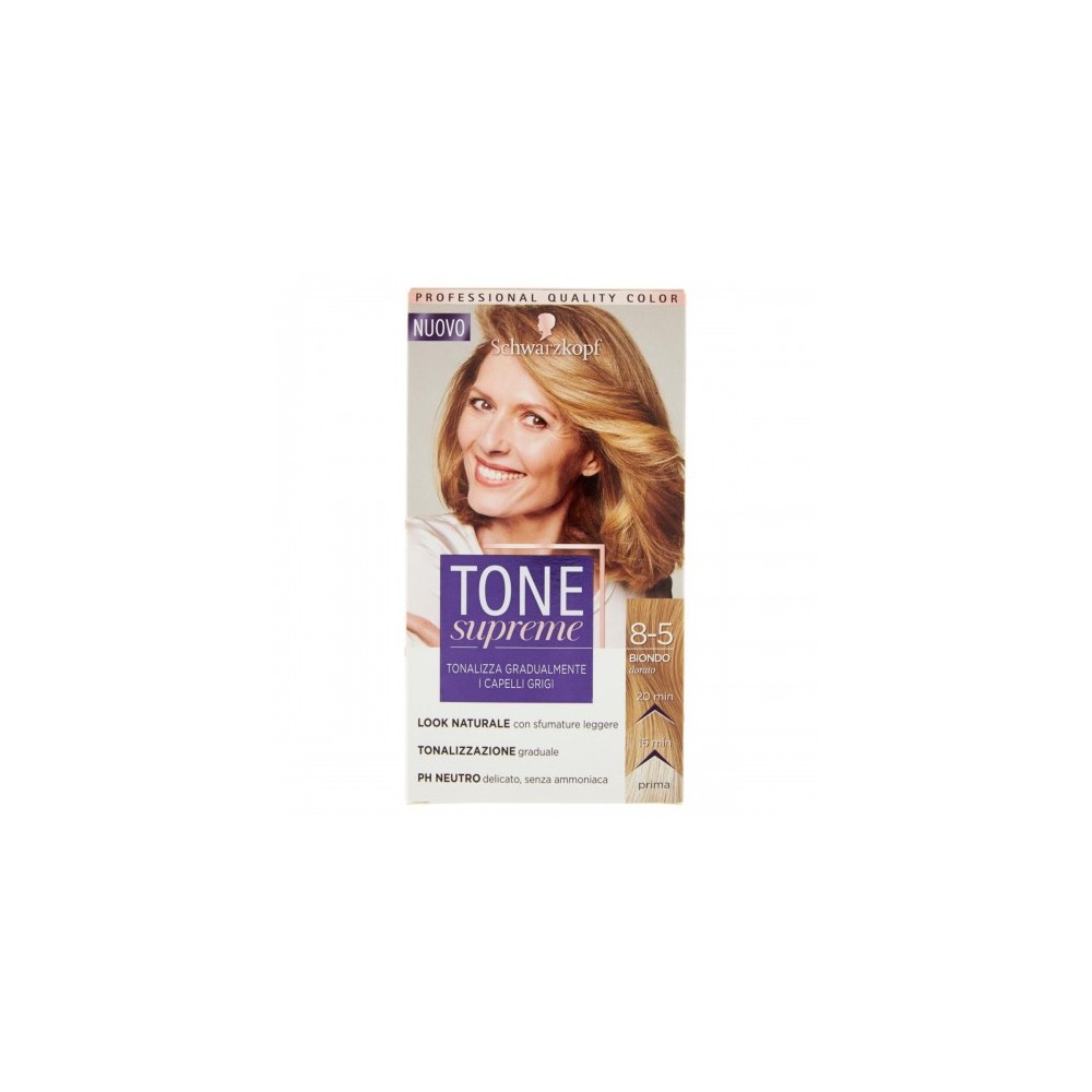 Schwarzkopf Tone Supreme Crema Tonalizzante Per Capelli Grigi 8-5 Biondo Dorato 