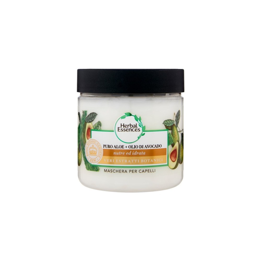 Herbal Essences Puro Aloe + Olio Di Avocado Maschera Senza Solfati Per Capelli Secchi 250 Ml 