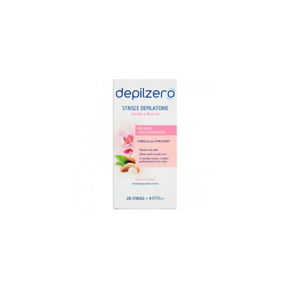 Depilzero Strisce Depilatorie Gambe E Braccia 20 Strisce + 4 Salviette Post-Epilazione 