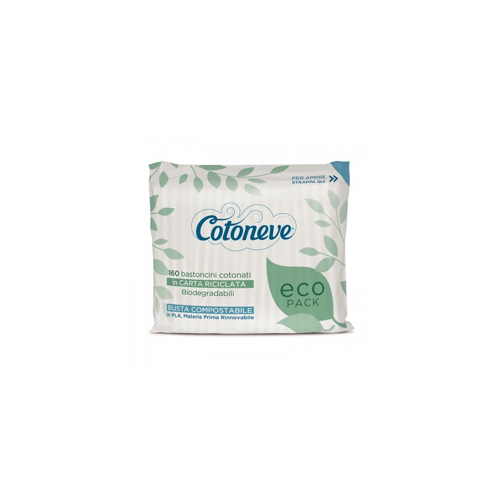 Cotoneve Eco Pack 160 Bastoncini Cotonati In Carta Riciclata 