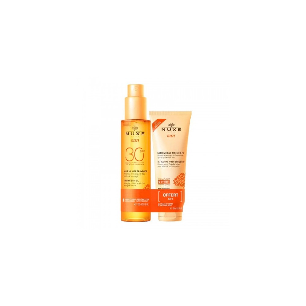 Nuxe Sun Duo Olio Solare Spf30 Abbronzante 150 Ml + Latte Dopo Sole 100 Ml 