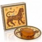 Ortigia Cofanetto Regalo Ambra Nera Sapone Bagno + Piattino In Vetro Decorato